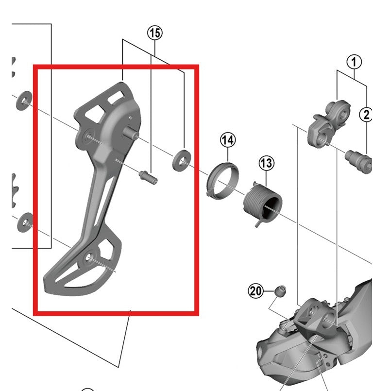 Chape de Dérailleur Arrière Externe SGS SHIMANO RD-M8150-11/12