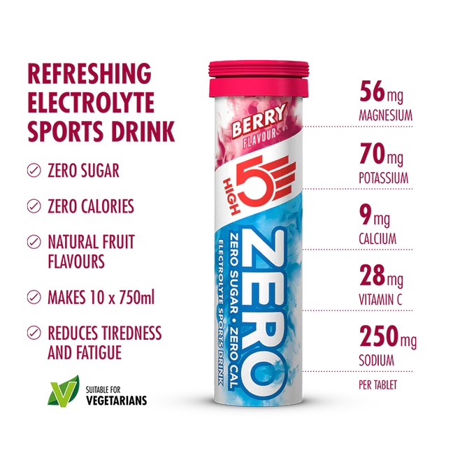 Bidon + 10 Pastilles Hydratation Electrolyte HIGH5 CYCLE PACK Fruits Rouge