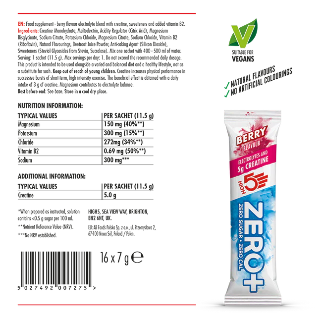 Stick d'hydratation HIGH 5 ZERO+ CREATINE (11.5g) Fruits Rouge