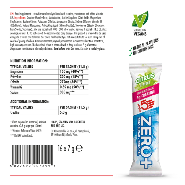 Stick d'hydratation HIGH 5 ZERO+ CREATINE (11.5g) Citron
