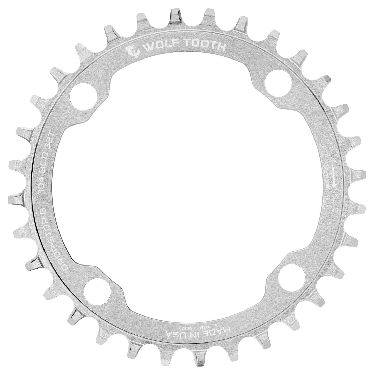 Plateau Mono WOLF TOOTH DROP-STOP B 104mm Raw Silver