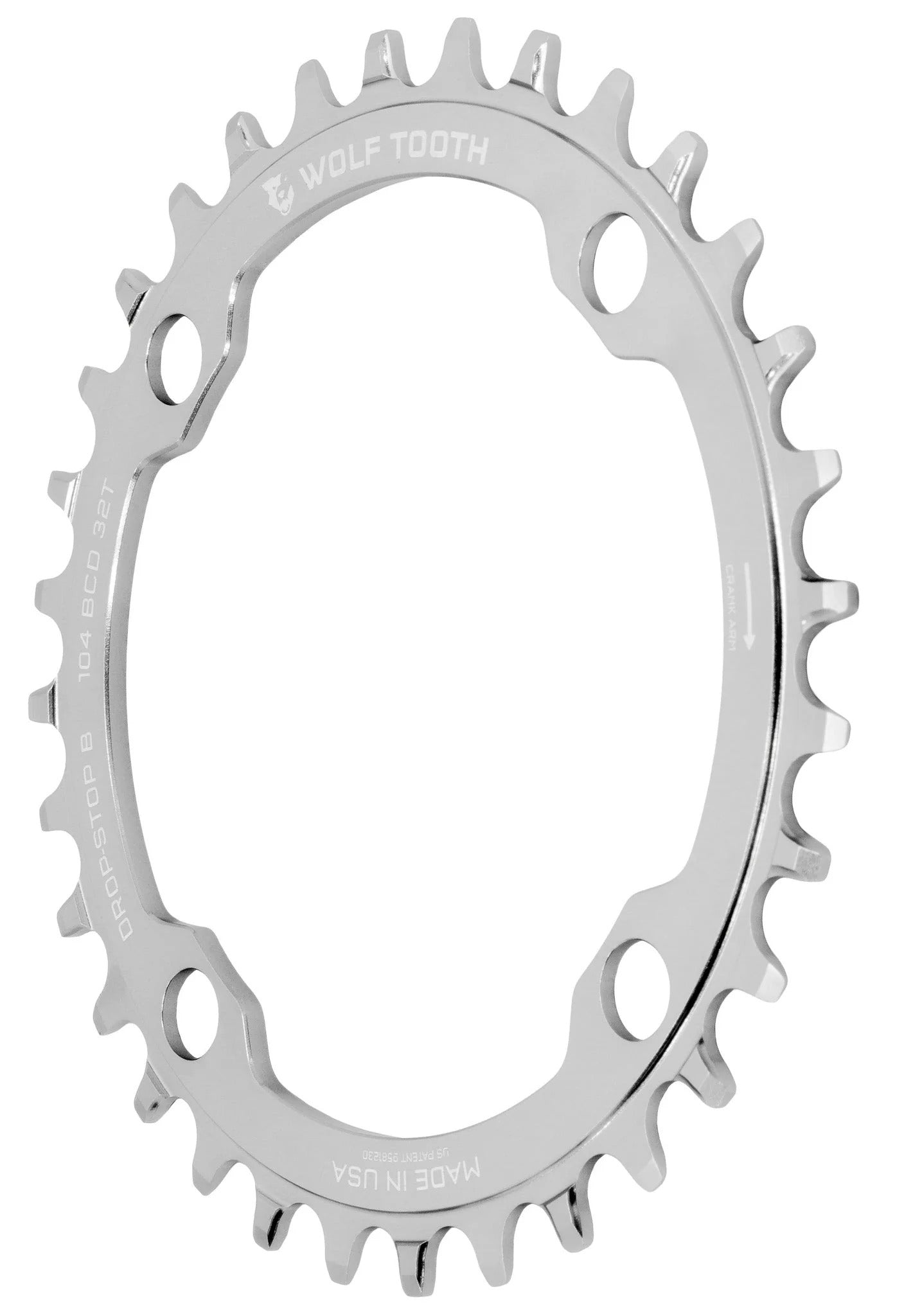 Plateau Mono WOLF TOOTH DROP-STOP B 104mm Raw Silver