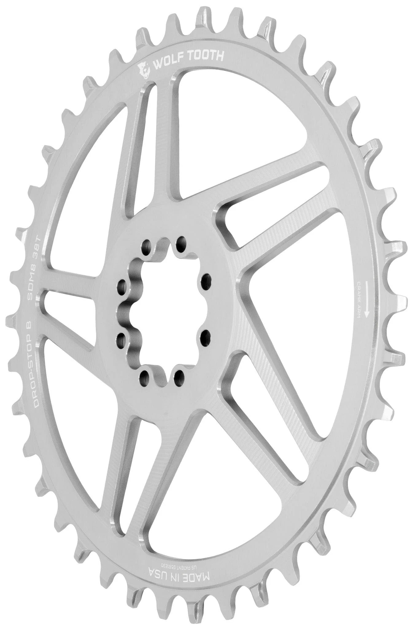 Plateau Mono WOLF TOOTH DROP-STOP B GRAVEL DM 8 Vis Sram Raw Silver