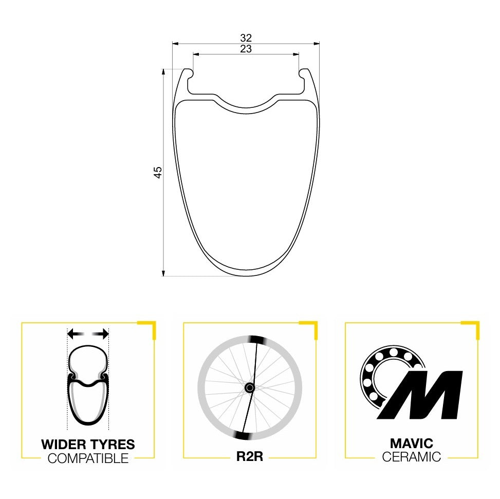 Paire de Roues MAVIC COSMIC ULTIMATE 45 DISC Tubeless Ready (Center Lock)