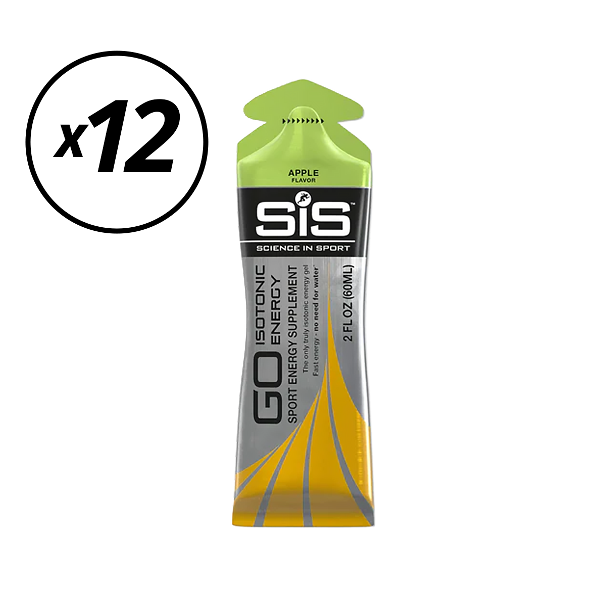 Lot de 12 Gels Énergétique SIS GO ISOTONIC ENERGY (60ml) Pomme DLUO dépassée