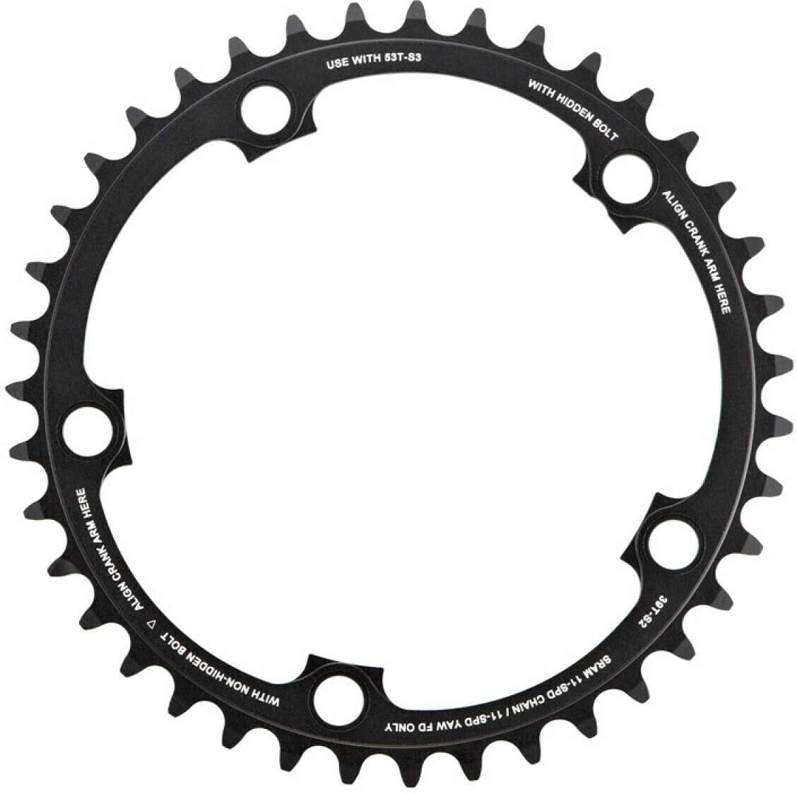 Plateau intérieur SRAM RED 22 / Force 22 X-Glide R 39 dents, entraxe 130 mm, référence 11.6218.009.005
