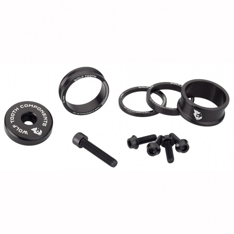 Kit Entretoises, Capot de Potence et Vis WOLFTOOTH BLING KIT Noir