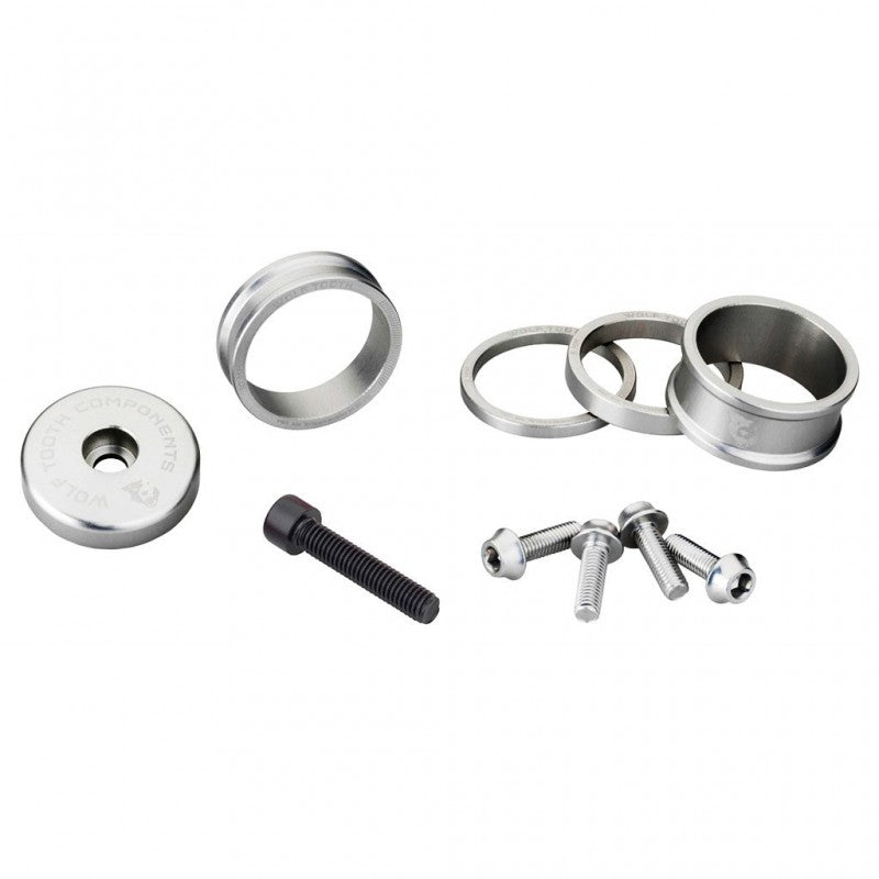Kit Entretoises, Capot de Potence et Vis WOLFTOOTH BLING KIT Argent