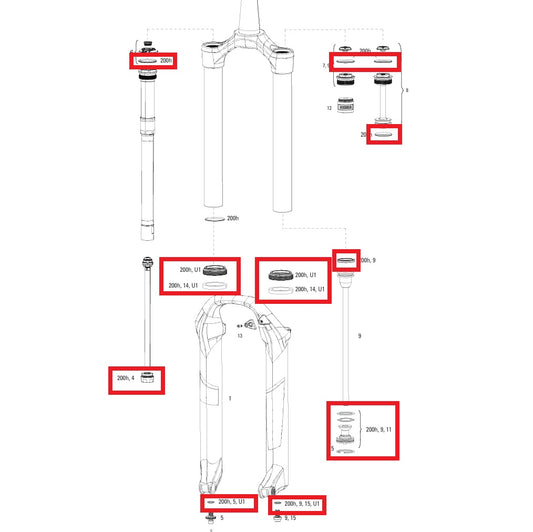 Kit Entretien 200 h/an ROCKSHOX PIKE/PIKE DJ SOLO AIR #00.4315.032.619