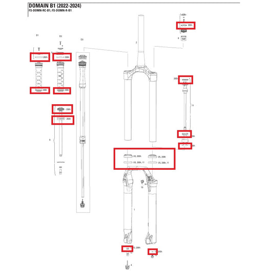 Kit Entretien 200 h/an  pour Fourche ROCKSHOX Domain R/RC B1 2022-2024