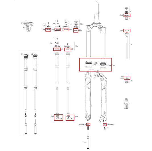 Kit Entretien 200 h/An ROCKSHOX SID SL 32mm/RL/RLC/XX/SELECT/SELECT+/ULT (2017-2020) Gen-B