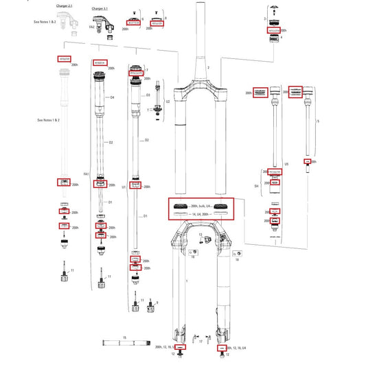 Kit Entretien 200 h/An ROCKSHOX PIKE BASE/SELECT/SELECT+/ULTIMATE (2022+) Gen-C