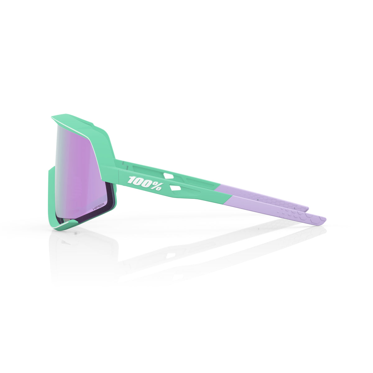 Lunettes 100% GLENDALE Soft Tact Mint Vert Hiper Mirror Lavande