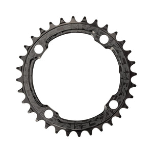 Plateau Mono RACE FACE NARROW WIDE 9/10/11/12V 4 Trous 104mm Noir — vue du plateau sur fond blanc
