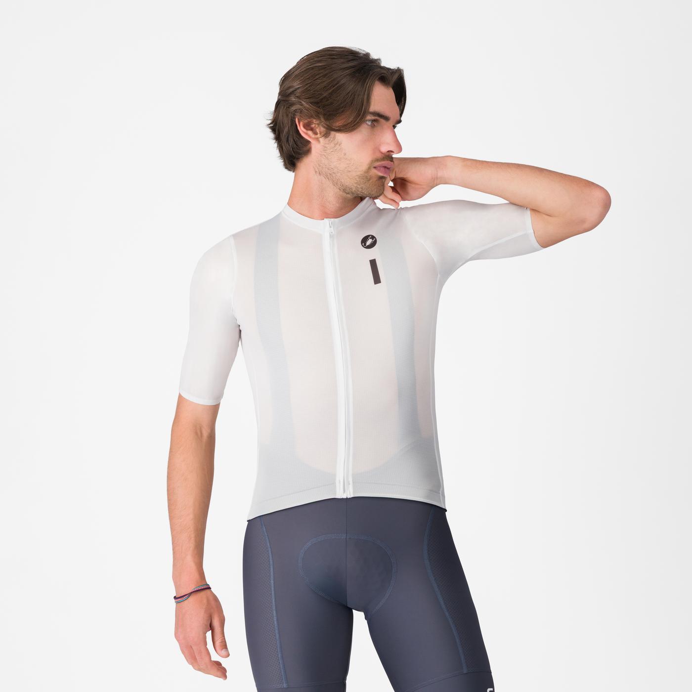 Maillot CASTELLI DRITTONE LOGO Manches Courtes Blanc