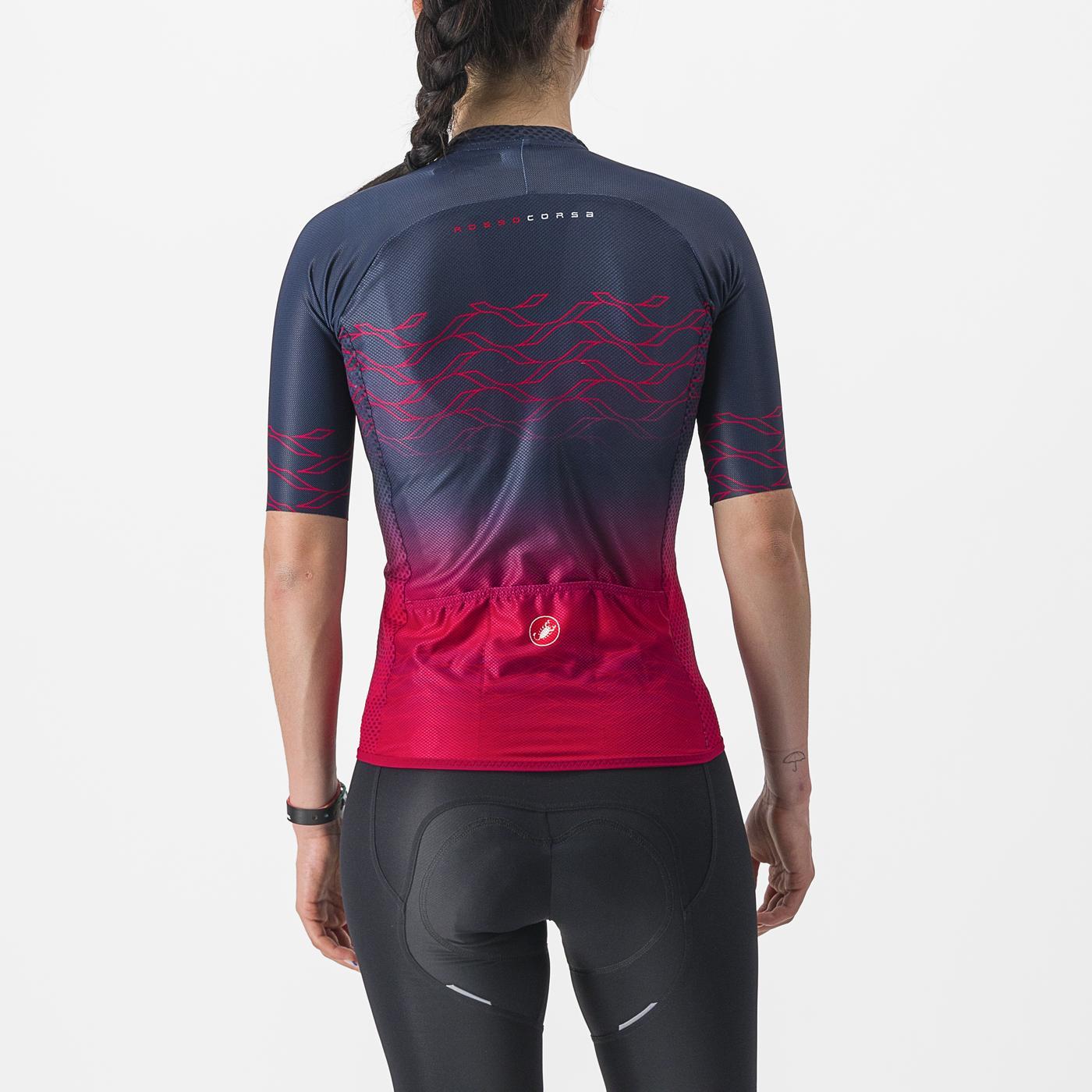 Maillot CASTELLI CLIMBER'S 2.0 W Femme Manches Courtes Marine/Rose