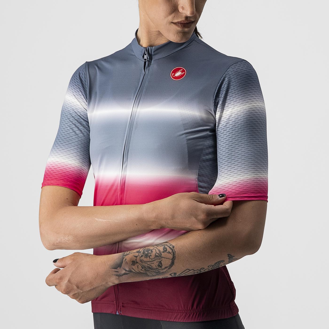 Maillot CASTELLI DOLCE Femme Manches Courtes Bleu/Bordeaux