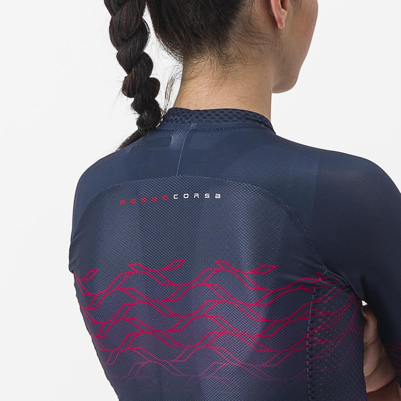 Maillot CASTELLI CLIMBER'S 2.0 W Femme Manches Courtes Marine/Rose