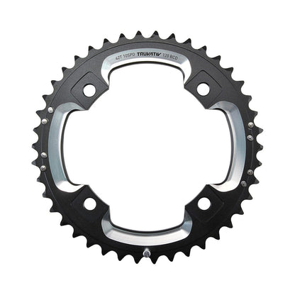 Plateau Extérieur SRAM/TRUVATIV 10V 4 Trous 120mm 39 Dts Alu Noir/Argent — vue du plateau sur fond blanc