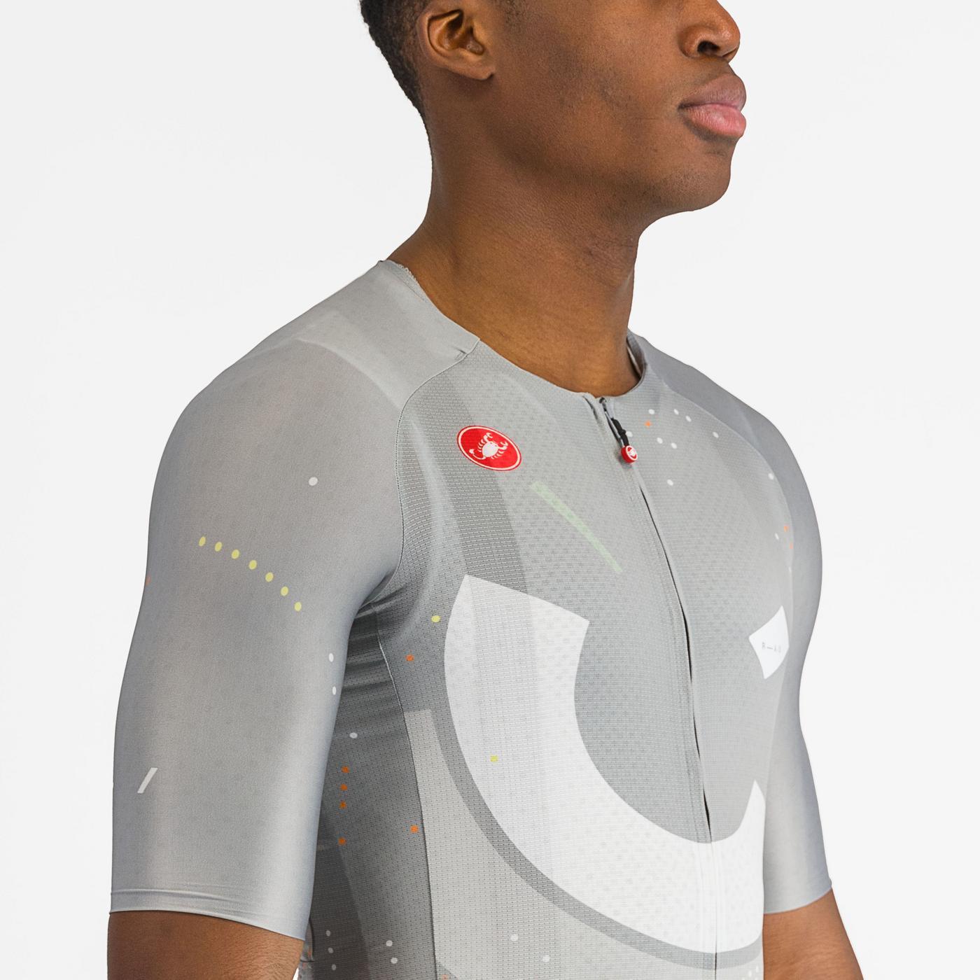 Maillot CASTELLI R-A/D Manches Courtes Muticouleur Gris