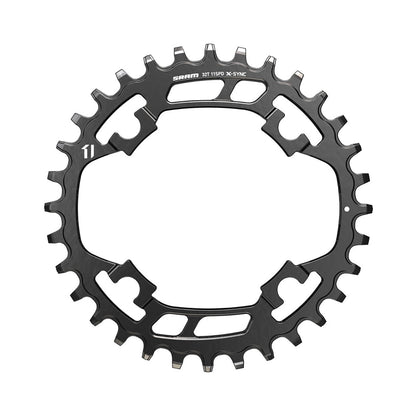 Plateau Mono SRAM X-SYNC 11V 4 Trous 94mm Acier noir — vue du plateau sur fond blanc