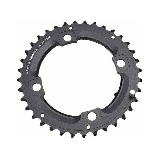 Plateau Extérieur SRAM/TRUVATIV 10V 4 Trous 104mm 36 Dts L-PIN Alu Noir — vue du plateau sur fond blanc