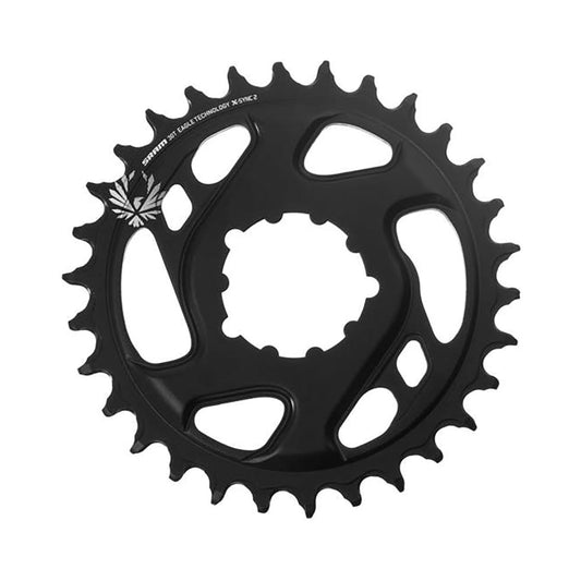 Plateau Mono SRAM EAGLE X-SYNC 2 BOOST 11/12V Direct Mount Offset 3mm Alu Noir — vue du plateau sur fond blanc
