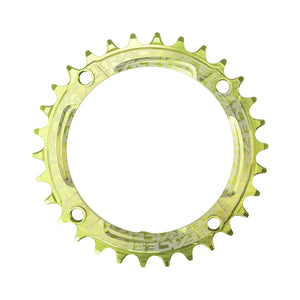 Plateau Mono RACE FACE NARROW WIDE 9/10/11/12V 4 Trous 104mm Vert — vue du plateau sur fond blanc