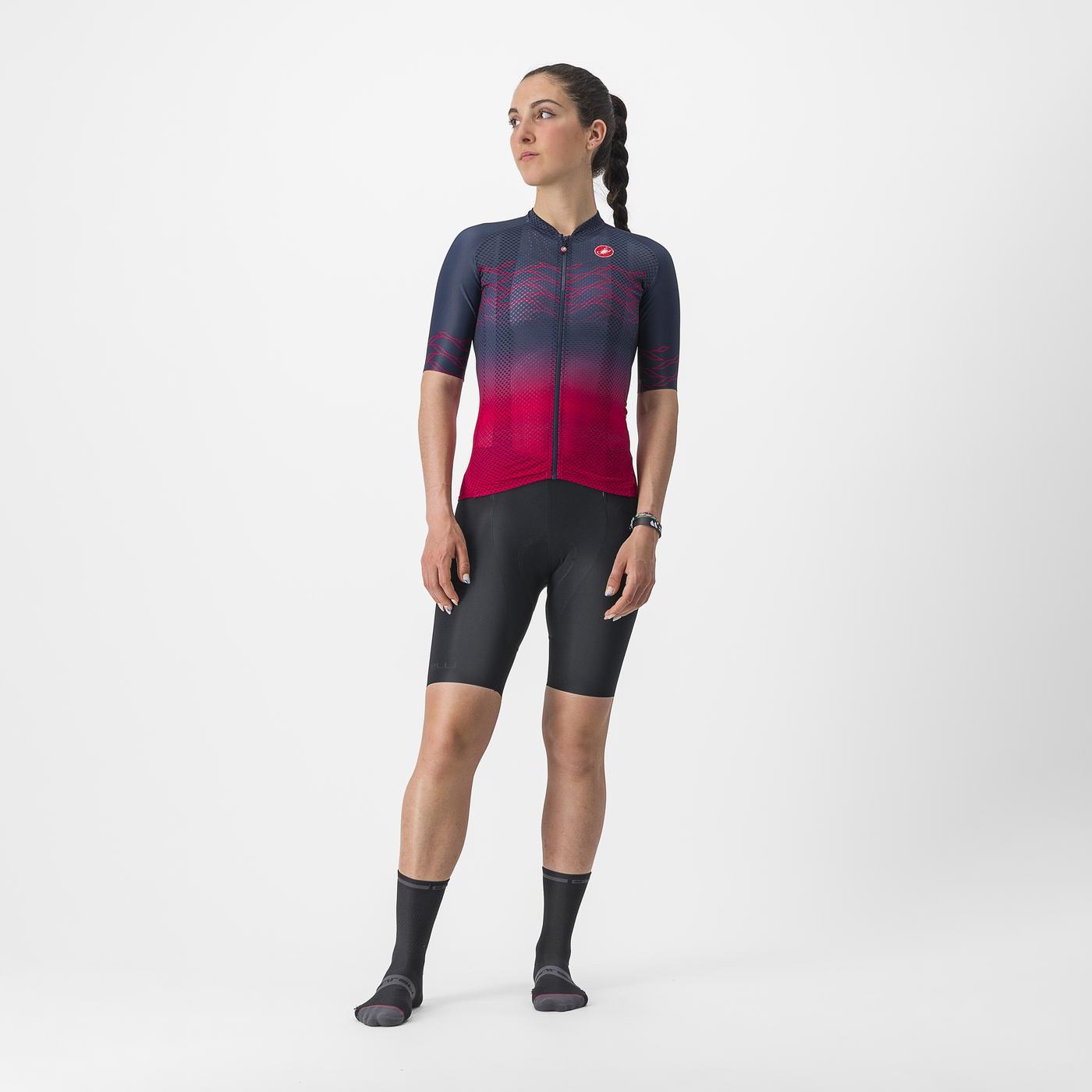 Maillot CASTELLI CLIMBER'S 2.0 W Femme Manches Courtes Marine/Rose