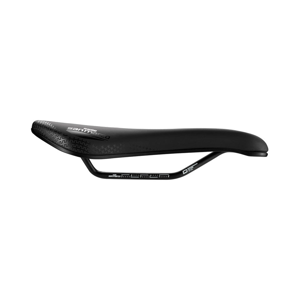 Selle SAN MARCO ASPIDE SHORT COMFORT OPEN-FIT DYNAMIC S3 Largeur 144mm Rails Manganèse