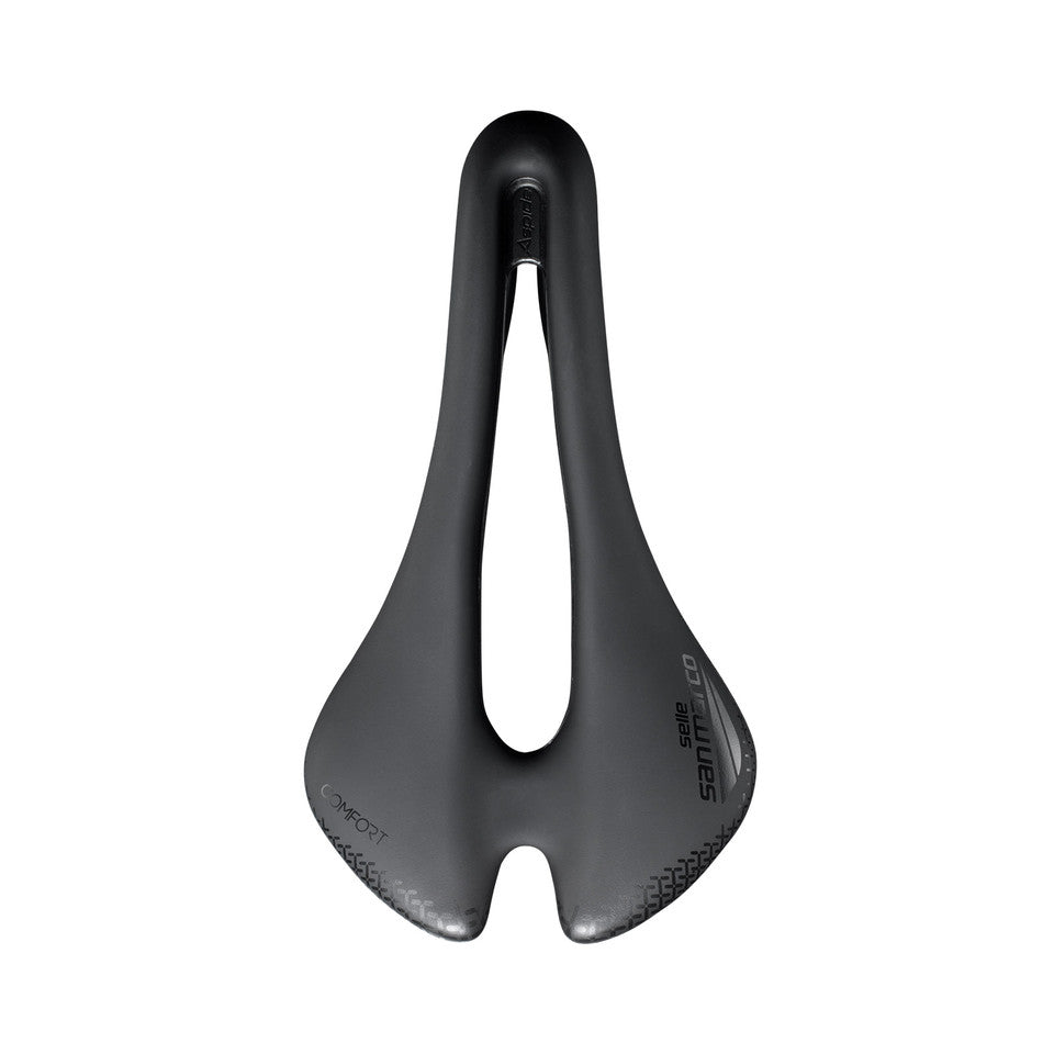 Selle SAN MARCO ASPIDE SHORT COMFORT OPEN-FIT DYNAMIC S3 Largeur 144mm Rails Manganèse