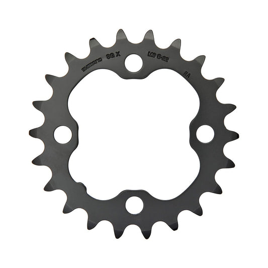 Plateau Intérieur SHIMANO DEORE M590 9V 4 Trous 64mm Noir — vue du plateau sur fond blanc