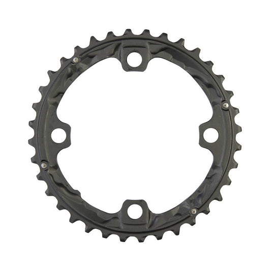 Plateau Intermédiaire SHIMANO XT T781/T670 10V 4 Trous 104mm — vue du plateau sur fond blanc