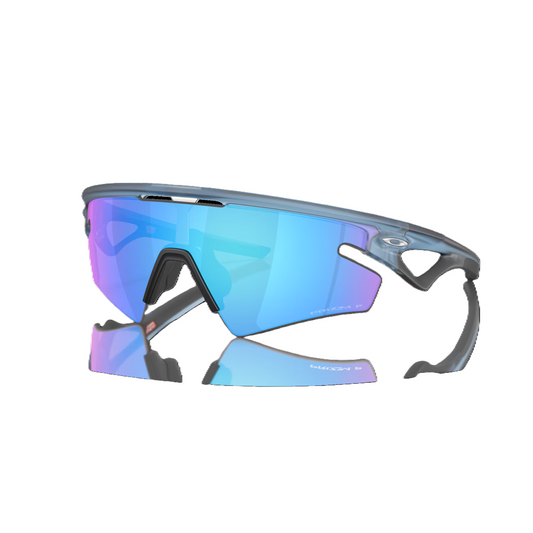 Lunettes OAKLEY SPHAERA SLASH Matt Transparent Stone Verre Prizm Sapphire Polarized - OO9499-0336
