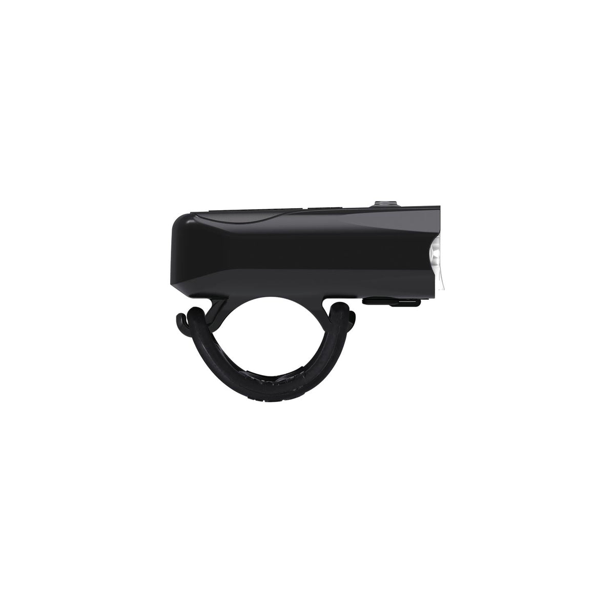 Éclairage avant LEZYNE KTV DRIVE PRO 300+ vue de côté avec sangle de fixation