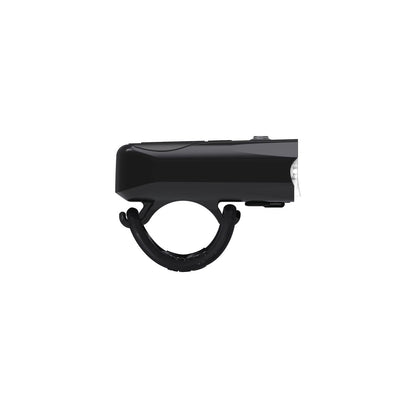 Éclairage avant LEZYNE KTV DRIVE PRO 300+ vue de côté avec sangle de fixation