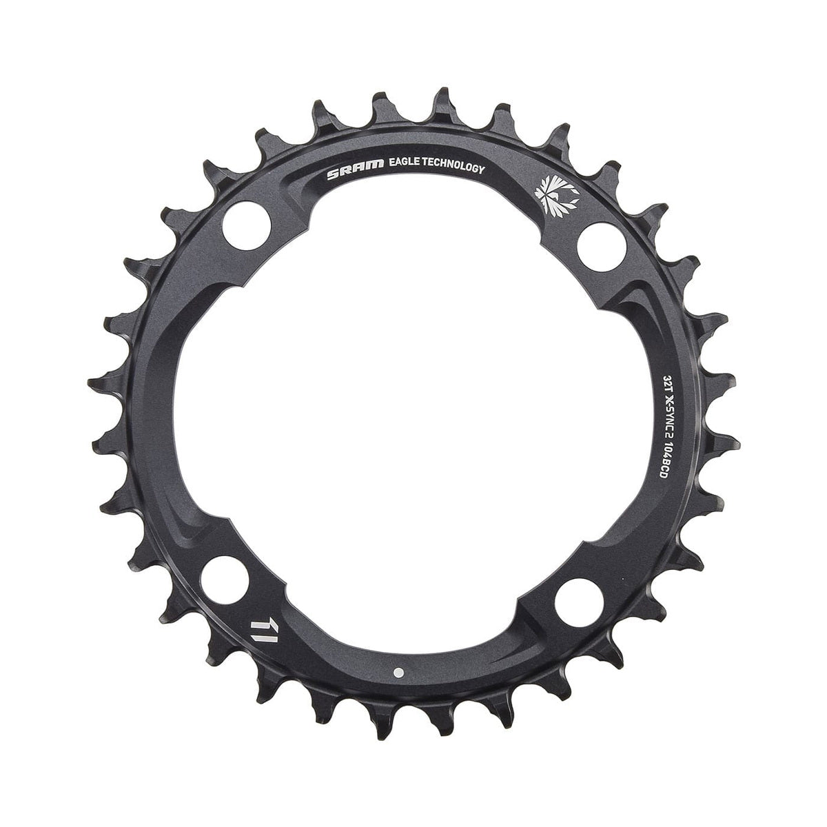 Plateau Mono SRAM EAGLE X-SYNC2 12V 4 Trous 104mm — vue du plateau sur fond blanc
