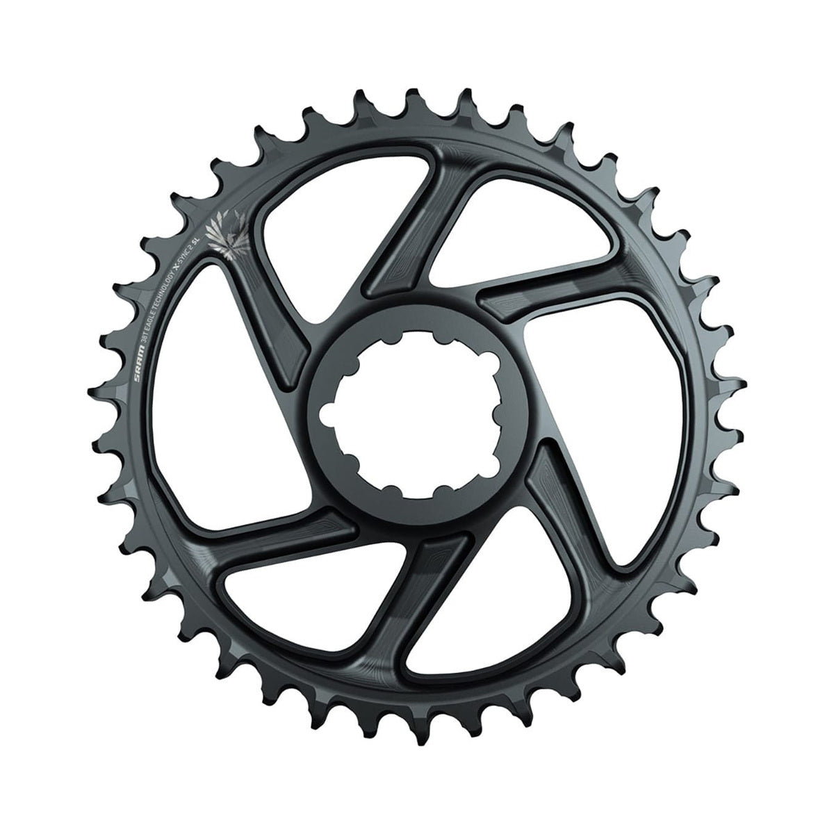 Plateau Mono SRAM EAGLE X-SYNC 2 SL 12V Direct Mount Offset 6mm Lunar Grey — vue du plateau sur fond blanc