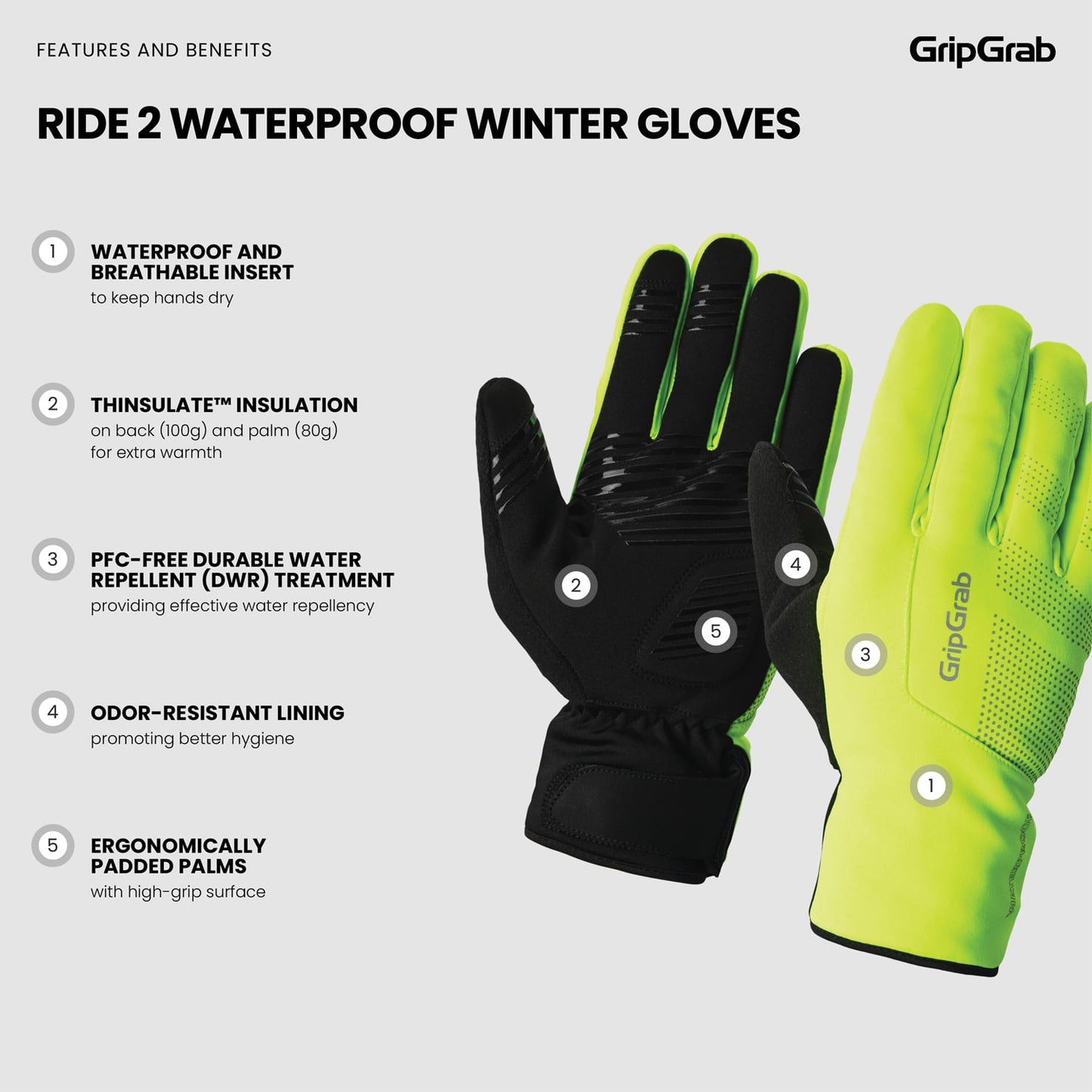 Gants GRIPGRAB RIDE 2 WATERPROOF Jaune