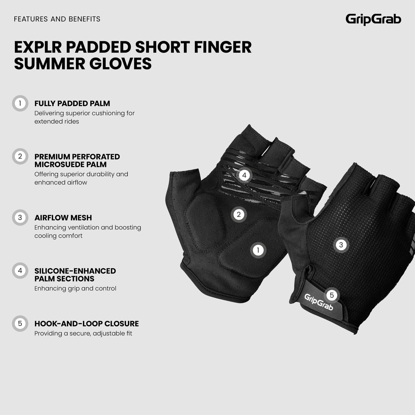 Gants Courts GRIPGRAB EXPLR RC MAX Noir