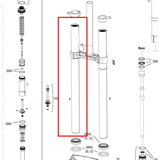 Plongueur Droit ROCKSHOX 38mm BOXXER D1+(2024+) Noir