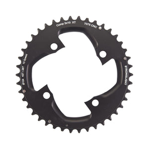 Plateau Extérieur STRONGLIGHT SHIMANO XT M785 10V 4 Trous 104mm — vue du plateau sur fond blanc