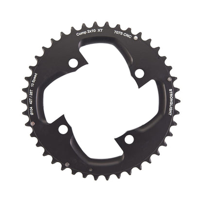 Plateau Extérieur STRONGLIGHT SHIMANO XT M785 10V 4 Trous 104mm — vue du plateau sur fond blanc