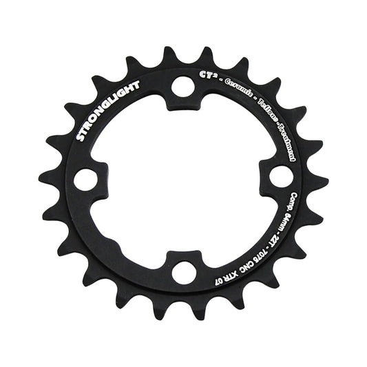 Plateau Intérieur STRONGLIGHT CT² SHIMANO XTR M970 9V 4 Trous 64mm — vue du plateau sur fond blanc