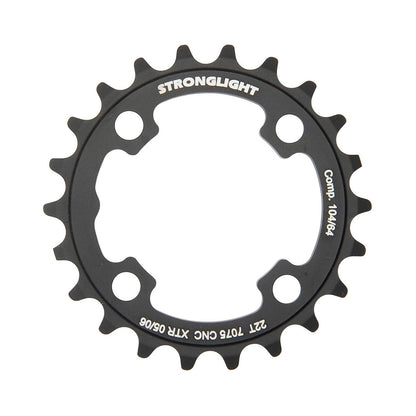 Plateau Intérieur STRONGLIGHT SHIMANO XTR M960 9V 4 Trous 64mm — vue du plateau sur fond blanc