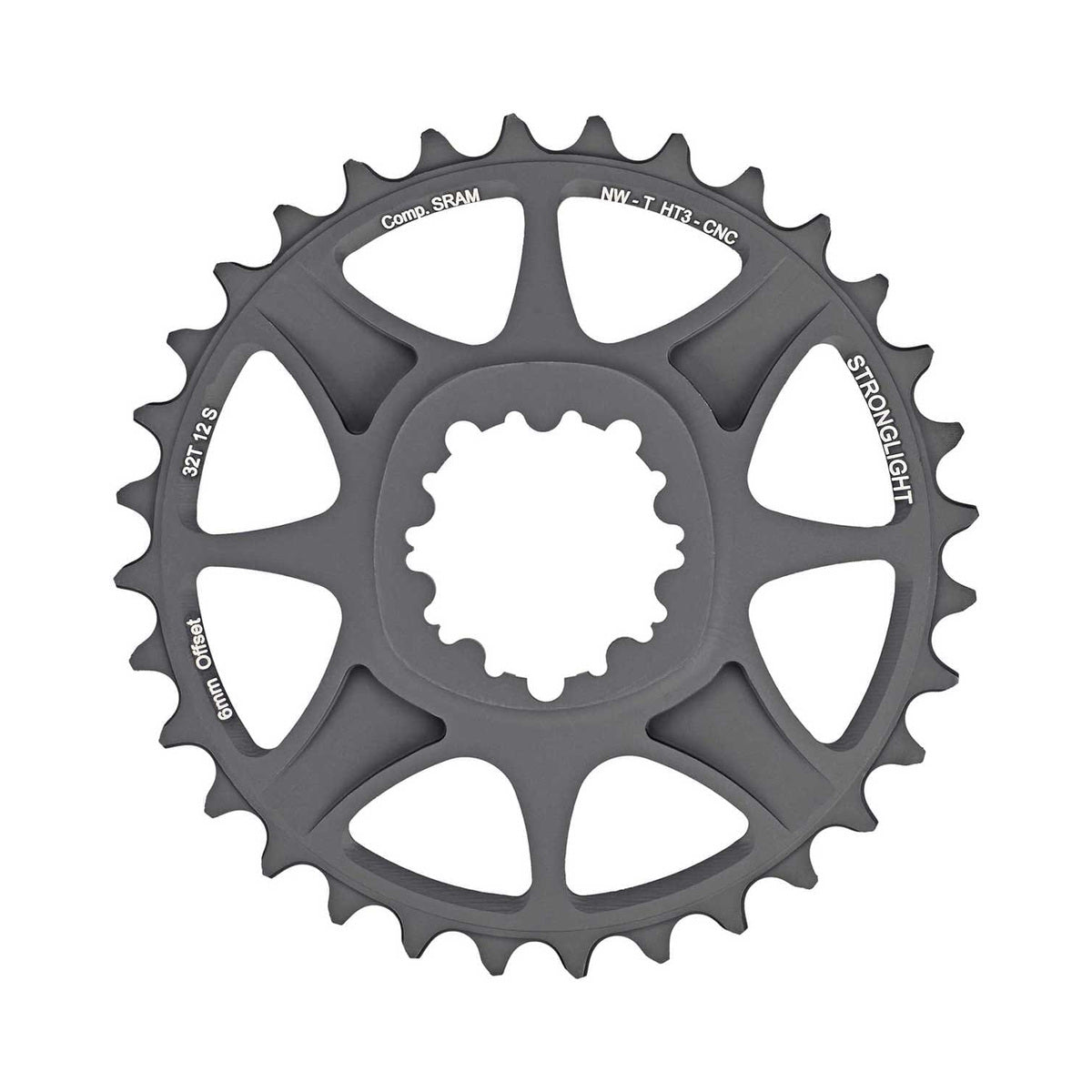 Plateau Mono STRONGLIGHT SRAM EAGLE XX1/X01 12V HT3 Direct Mount Offset 6mm — vue du plateau sur fond blanc