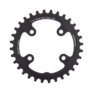 Plateau Mono STRONGLIGHT ALU 7075 NARROW WIDE Sram XX1 11V 4 Trous 76mm — vue du plateau sur fond blanc
