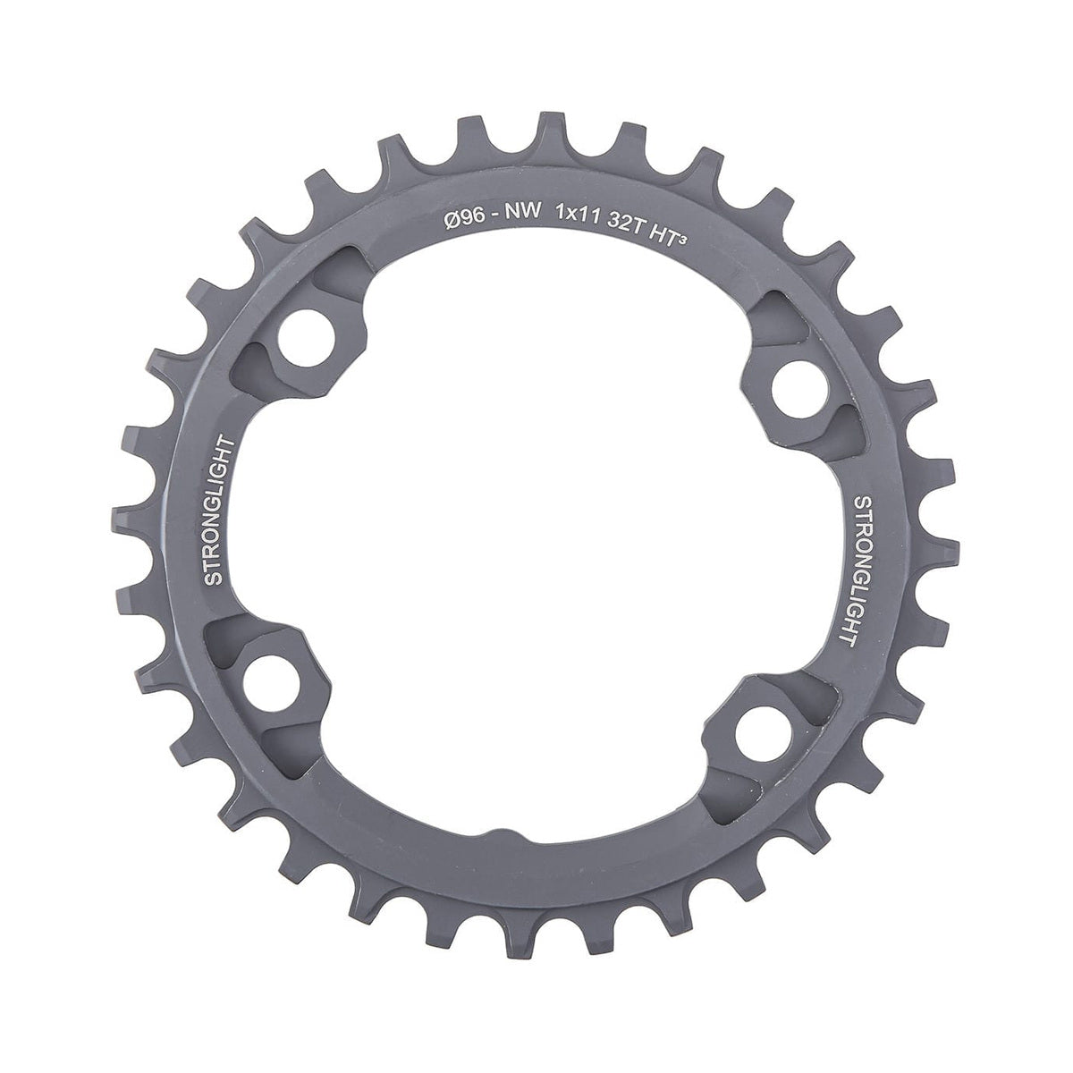 Plateau Mono STRONGLIGHT HT3 NARROW WIDE Shimano XTR M9000/M9020/XT M8000 11V 4 Trous 96mm — vue du plateau sur fond blanc
