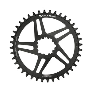 Plateau Mono WOLF TOOTH 10/11/12V Sram Direct Mount Offset 6mm Noir — vue du plateau sur fond blanc