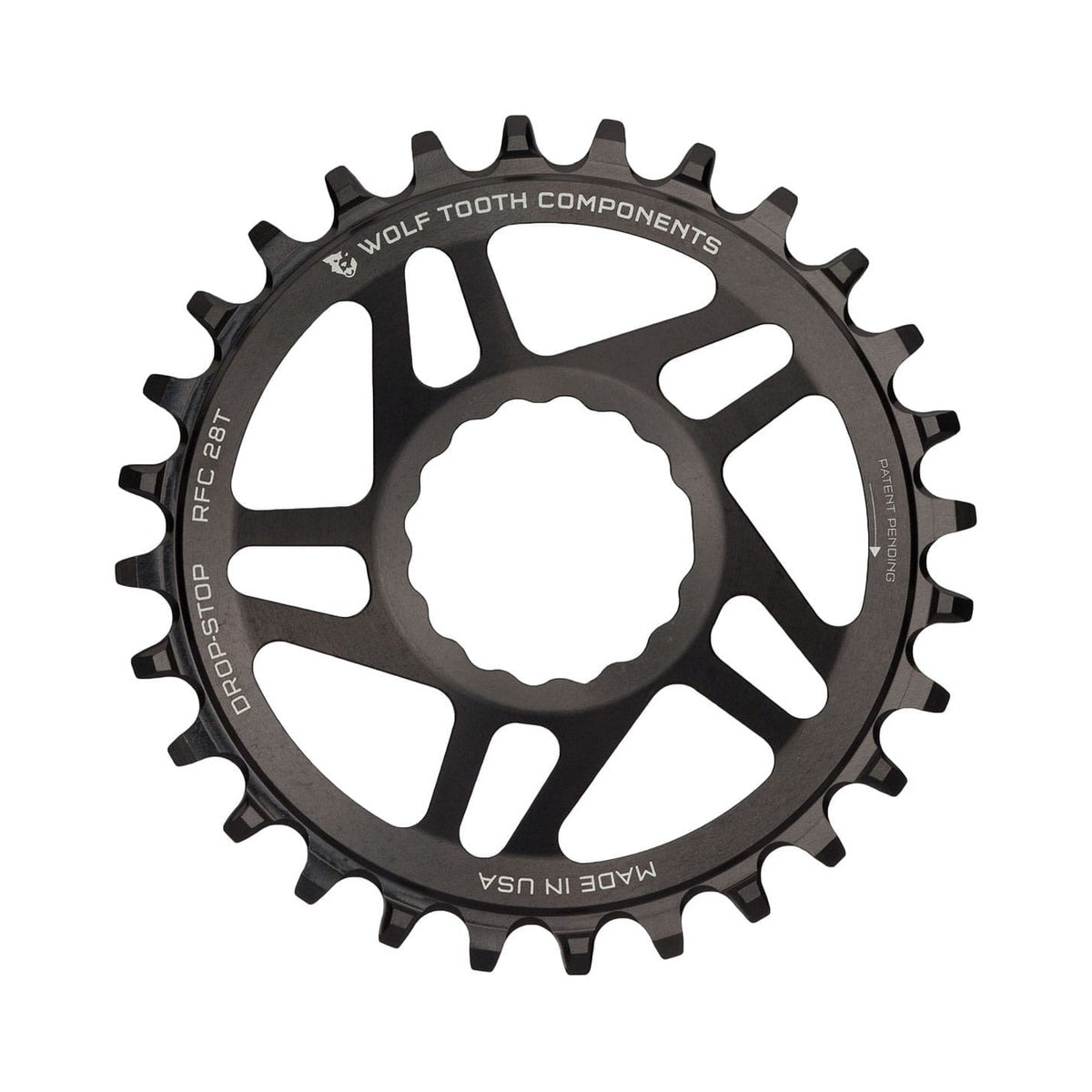 Plateau Mono WOLF TOOTH BOOST 9/10/11/12V Raceface CINCH Direct Mount Offset 3mm Noir — vue du plateau sur fond blanc